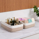 Large Shallow Organizing Baskets 15x11x5.1 Inches - Rope Woven Storage Bins for Bathroom, Shelves, Cube Closet, Gradient Brown 2 Packs by CozyNest Decor