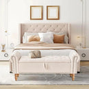 Furniliving 51” Storage Benches, End of Bed Bench with Button-Tufted Large Upholstered Storage Ottoman Linen Window Bench with Storage Shoe Cabinet Bench, for Bedroom, Entryway, Closet, Beige by CozyNest Decor