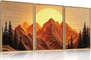 Large Mountain Framed Canvas Wall Art Set, Abstract Ridge Sun Painting, Boho Sunset Scenery Wall Decor,Modern Natural Landscape Art Print for Living Room,Bedroom,Office-16 x24 x3 by CozyNest Decor