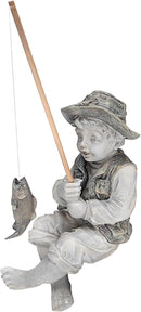 Design Toscano Frederic the Little Fisherman of Avignon Boy Fishing Garden Statue, 15 Inch Tall, Cast Stone Resin, Two Tone Stone Finish by GreenHaven Gardens
