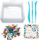 LOYIM 24 Pcs Stepping Stone Kit Includes Concrete Mold, Mosaic Tiles and Carving Tools, DIY Craft Handmade Stepping Stone Kit for Kids, Family, Garden Outdoor Decor, No Concrete Mix (Square,10 Inch) by GreenHaven Gardens