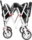 Creative Outdoor Push Pull Folding Wagon for Cargo | Beach Park Garden Sports & Camping | Black with Canopy by GreenHaven Gardens
