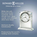 Howard Miller Flaire Tabletop Clock II, Battery Operated Antique Analog Display Desk Clock, Glass Crystal Shelf Clock for Office Decor Home Decor Living Room Decor, House Warming Gifts by CozyNest Decor