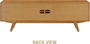 NTC Sapa Mid-Century Modern Solid Wood TV Stand 4-Door Media Console with Carved Geometric Fronts for TVs up to 75", Effortless Assembly, Teak Look by CozyNest Decor