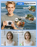 Digital Camera, FHD 1080P Kids Camera Digital with 16x Zoom Anti Shake, 32GB Card, 4K 48MP Portable Compact Point and Shoot Cameras, Vintage Small Camera for Teens Beginner Kids Present by TinyTreasures Baby Boutique