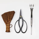 Wazakura Japanese Bonsai Garden 3PCS Tool Starter Kit, Made in Japan, Traditional Bonsai Scissors, Stainless Tweezers with Rake, Chinese Broom. Beginner Set wit Tweezers, Shears and Brush by GreenHaven Gardens