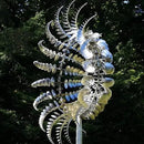 Unique and Magical Metal Windmill, 3D Wind Powered Kinetic Sculpture, Metal Wind Spinner Solar, Wind Spinners for Yard and Garden, Wind Catchers Metal Outdoor Patio Decoration (2 PCS -Silver) by CozyNest Decor