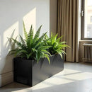 Worth Garden Metal Planter Box - 30" L x 11" W x 13" H Matte Black Heavy Duty Large Rectangular Steel Modern Plant Pot, Indoor Outdoor - Insert Plate with Drain Holes, Air Vents, No Assembly Required by GreenHaven Gardens