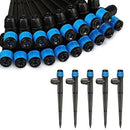 Drip Irrigation Emitters Fittings: Adjustable Irrigation Sprayer for 1/4 inch Drip Tubing Full Circle Vortex Stream Dripper on 5" Arrow Stake Barbed Locked Nuts Connectors (50 Pieces) by GreenHaven Gardens