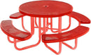 Heavy-Duty Portable Outdoor Picnic Table with Umbrella Hole, Punched Steel Commercial-Grade Patio Furniture Made in America (46" Round Top, Red with Red Frames) by GreenHaven Gardens