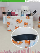 LANGYASHAN Rectangular Storage Bin Collapse Canvas Fabric Cartoon Storage Basket with Handles for Organizing Home Kitchen Boys and Girls Toys Office Closet Shelf Baskets(Rec Fox) by TinyTreasures Baby Boutique