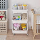 Calmootey 3-Tier Rolling Utility Cart with Drawer,Multifunctional Storage Organizer with Plastic Shelf & Metal Wheels,Storage Cart for Kitchen,Bathroom,Living Room,Office,White by CozyNest Decor