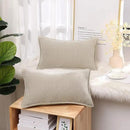 decorUhome Chenille Soft Throw Pillow Covers 12x20 Set of 2, Lumbar Velvet Farmhouse Neutral Decorative Euro Pillow Covers with Stitched Edge for Couch Sofa Bed Home Decor, Beige by CozyNest Decor