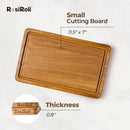 Acacia Wood Cutting Board for Kitchen - 0.8 inch Thick Wood Charcuterie Cheese Board with Side Handles and Juice Grooves, Wooden Chopping Block for Meat and Veggies, 11.5x7 inch by CozyNest Decor