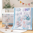 4 Piece Crib Bedding Set for Boys Girls, Infant Toddler Nursery Baby Bedding Sets Includes Cartoon Quilt, Fitted Crib Sheet, Crib Skirt and Plush Elephant Toy by TinyTreasures Baby Boutique