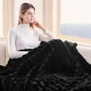 NEWCOSPLAY Faux Fur Throw Blanket Black Bubble Blanket Thick Warm Soft for Couch Sofa Bed 550GSM (Black, Throw(50"x60")) by CozyNest Decor
