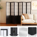 Room Divider, 66.9Inch Tall Japanese Shoji Style Folding Wood Screen with Double Hinges for Home Office Bedroom Hotel Decoration (6Panels, Black) by CozyNest Decor