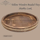 Round Burnt Wood Serving Tray with Beads, Wooden Decorative Tray for Entertaining, Decoration, and Gifting, by CozyNest Decor
