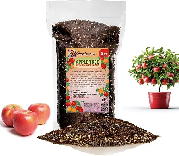 Premium Apple Potting Soil Mix - Optimal Nutrient-Rich Blend for Thriving and Juicy Apples - 5 Quart