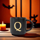 COLLECTIVE HOME - Monogram Ceramic Mugs, 15 oz Golden Initial Black Coffee Cups, Elegant Alphabet Tea Mugs, Elegant Personalized Mug with Gift Box, Unique Mug with Double Side Capital Lette (Q) by CozyNest Decor