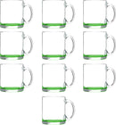 Libbey Clear Glass Coffee Mugs 13 oz. Set of 10, Bulk Pack - Perfect for Coffee, Tea, Espresso, Hot Cocoa, Other Beverages - Green Bottom by TinyTreasures Baby Boutique