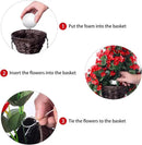 Artificial Fake Red Hanging Flowers Plants Basket for Outdoor Outside Winter Christmas Decor, Faux Silk Look Real UV Resistant Orchid for Fall Porch Garden Yard Patio Home by CozyNest Decor