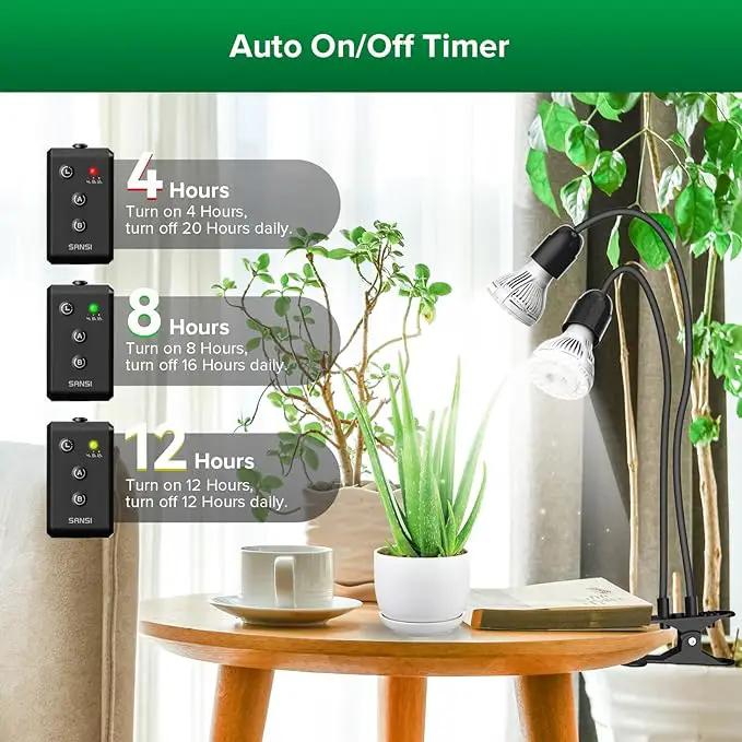 SANSI LED Grow Lights for Indoor Plants, Lifetime Free Bulb Replacement, 300W Full Spectrum Dual Gooseneck Clip Plant Grow Light, Plant Light with Timer 4/8/12 Hrs, High PPFD Growing Power Grow Lamp, photo 2 of 9