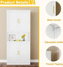 Tall Pantry Cabinet 67" H Metal Cabinet with 4 Doors, Bathroom Cabinets, 3 Adjustable Shelves for Kitchen, Home Office, Living Room, Dinning Room by CozyNest Decor