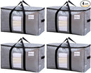 TAILI Extra Large Moving Bags, 4 Pack Silver Heavy Duty Totes For Storage with Visible Window, Wrap Around Handles, Space Saving Storage Bags for Moving Supplies, Alternative to Moving Boxes by TinyTreasures Baby Boutique