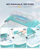 EUHOMY Countertop Ice Maker Machine with Handle, 26lbs Per Day, 9 Ice Cubes Ready in 6 Mins, Auto-Cleaning Portable Ice Maker with Basket and Scoop, for Home/Kitchen/Camping/RV (Green) by CozyNest Decor