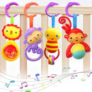 Baby Toys, Cartoon Animal Hanging Rattle Toys, Handbells Baby Rattles, Baby Bed Crib Car Seat Travel Stroller Toys for Infant, Best Birthday Gift for Newborn, 4 Pack by TinyTreasures Baby Boutique