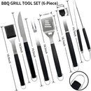 Supernal Pro Grill Master Kit -6pc Heavy Duty Stainless Steel BBQ Tools Set with Anti-Slip Handles|Commercial-Grade Spatula,Grill Brush,Basting Brush,Chef's Knife & More|Gift for Dad's Outdoor Cooking by GreenHaven Gardens