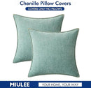 MIULEE Pack of 2 Couch Throw Pillow Covers 18x18 Inch Coastal Aqua Blue Farmhouse Decorative Pillow Covers with Stitched Edge Soft Chenille Solid Dyed Spring Pillow Covers for Sofa Bed Living Room by CozyNest Decor