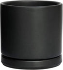 D'vine Dev Ceramic Planter Pot with Drainage Hole and Saucer, Indoor Cylinder Round Flower Pot, 4.6 Inch, Black, 94-O-B-2 by GreenHaven Gardens