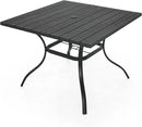 Outdoor Dining Table with 1.6" Umbrella Hole, Picnic Table Plastic Square Backyard Bistro Table Outdoor Dining Table for Garden, Poolside, Backyard, Black, 37x37inch by GreenHaven Gardens