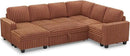 Belffin Corduroy Sleeper Sofa Bed with Storage Chaise Modular Sectional Sofa Couch with Pull Out Bed L Shaped Sectional Couches for Living Room Brick Red Couch by CozyNest Decor