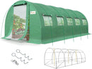 KING BIRD Premium 25x10x6.6FT Greenhouse for Outdoors, Large Walk-in Heavy Duty Galvanized Steel Frame, Mesh Door Screen Window Upgraded Zipper Tunnel Hoop for Garden Plant Winter, Green by GreenHaven Gardens