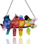 Stained Glass Window Hanging, Birds on A Branch Stain Glass Suncatcher, Hand-Painted Sun Catchers Indoor Window Decoration Bird Lover Gift for Mom, Grandma, Stocking Stuffers for Women by TinyTreasures Baby Boutique