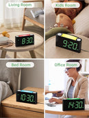 Alarm Clock for Bedroom, 7.5" Large Display LED Digital Clock with 7 Color Night Light,USB Phone Charger,Dimmer,Battery Backup,Easy to Set Loud Bedside Clock for Heavy Sleepers Adult Teen Kid Boy Girl by TinyTreasures Baby Boutique