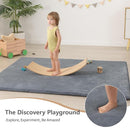 Baby Play Mat for Floor,1.3" Thick Elasti-Foam 50"×74" Playpen Mat for Tummy Time,Water Repellent Soft Coral Velvet for Toddler,Infant,Kids,Non-Slip Backing Safe for Crawling(Dark Grey) by TinyTreasures Baby Boutique
