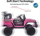 4WD Kids Ride on Car Truck, 12V 7Ah Kids Electric Vehicles Car Ride on Toy for Toddlers with Remote Control - Light Pink by TinyTreasures Baby Boutique