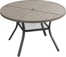 DIFY 40.6" Round Outdoor Patio Dining Table for 4, All-Weather Metal Steel Slatted Patio Table with 1.57" Adjustable Umbrella Hole, for Lawn Garden Porch Backyard, Grey Wood-Like by GreenHaven Gardens