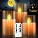 JOSU Flameless Candles 4" 5" 6" Set of 3 Outdoor Indoor Fake Pillars Gold Glass LED Battery Operated Candles Include 10-Key Remote Timer for Wedding Party Halloween Christmas Thanksgiving Fall Diwali by GreenHaven Gardens