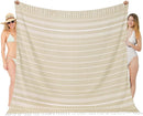 Oversized Turkish Beach Towel Blanket XXL Cotton Sandproof Towels Boho Woven Extra Large Big Sand Free Giant Throw Thick Blankets Huge Quilt XL Picnic Camping Necessities Cloud For Adult Gifts Beige by TinyTreasures Baby Boutique