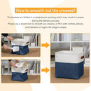 DULLEMELO [Set of 4 Storage Cubes Baskets for Organizing, 11 x 11 x 11 inch Cube Storage Organizer Bins with Leather Handles, Foldable Fabric Cloth Bins for Cube Storage(4 Pack - 11" White&Blue) by TinyTreasures Baby Boutique