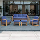 Outdoor Wicker Patio Furniture Set - 5 Piece Patio Conversation Set with 2 Wicker Armrest Chairs,2 Rattan Ottoman and 1 Couch,Sturdy Frame,Thick Cushions,Deep Seating(Brown/Blue) by CozyNest Decor