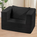 Folding Bean Bag Chair for Adults,3-in-1 Bean Bag Couch Faux Fur Floor Sofa Large Beanbag Convertible Bean Bag Sofa Bed with Pillow in Bedroom,Living Room,Apartment(Twin,Black) by CozyNest Decor
