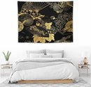 HZOHNAGO Japanese Tapestry Gold Flowers Umbrella Fan Pattern Printed Wall Tapestry Painting Wall Hanging for Bedroom Living Room Dorm 40" W x 30" H by CozyNest Decor