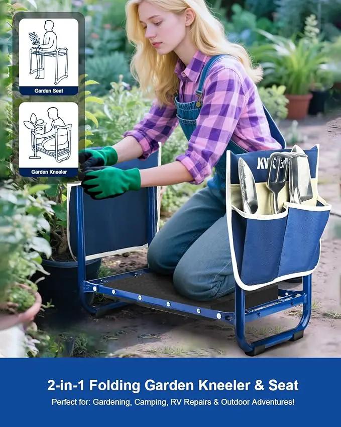 KVR Garden Kneeler and Seat Set 2025 Upgraded - Heavy Duty Foldable Bench Chair with 3 Tools & 2 Tool Pouch + Multi-Purpose Bag, Gardening Stool Gifts for Seniors, Women, Mom, photo 3 of 8