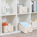 Bidtakay Small Storage Bins for Shelves 3 Pack Fabric Storage Baskets for Organizing 12x8x5 Inch Closet Storage Bins Linen Collapsible Organizer for Closet-Light Biege by TinyTreasures Baby Boutique